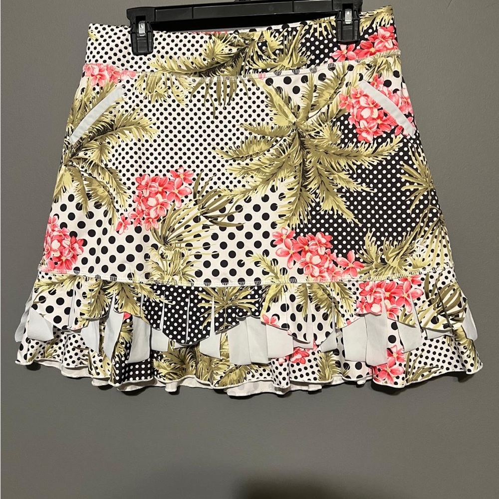Floral Polka Dot Ruffle Skirt